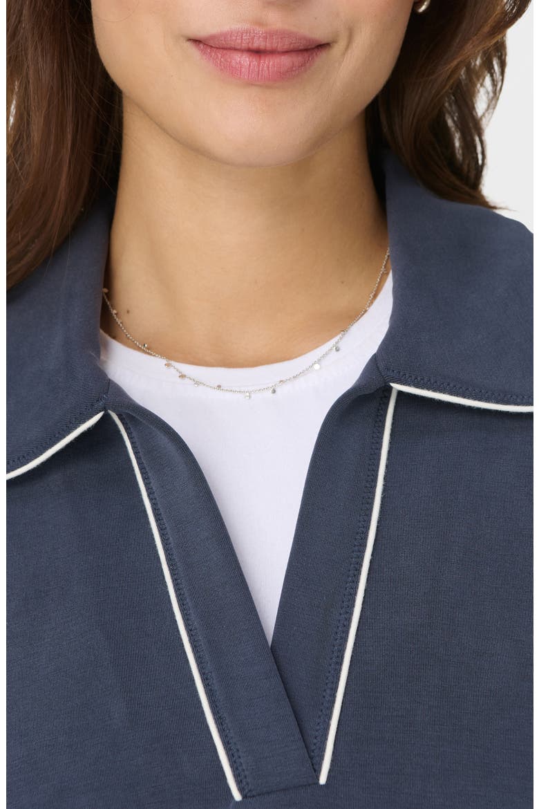 Sand Wash Crop Henley Sweatshirt, Alternate, color, FRENCH NAVY
