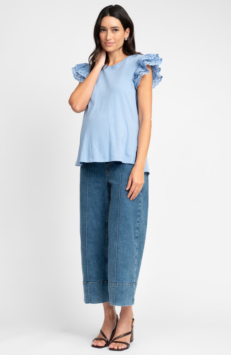 Seraphine Kristen Flutter Sleeve Cotton Maternity Top, Alternate, color, 