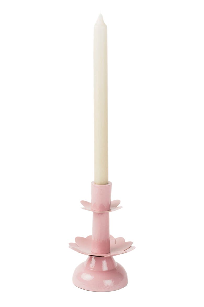 Lotus Bloom Tapered Pink Candleholders Small, Alternate, color, Pink