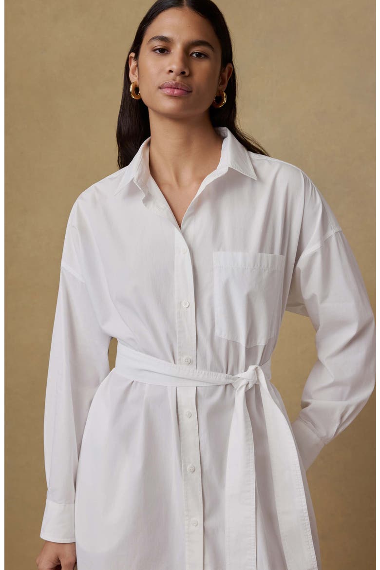 Coastal Rio Long Sleeve Organic Cotton Poplin Maxi Shirtdress, Alternate, color, WHITE