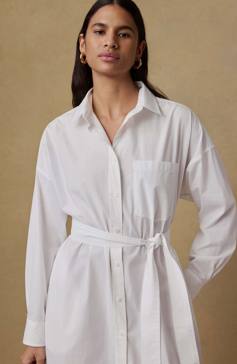 Faherty Coastal Rio Long Sleeve Organic Cotton Poplin Maxi Shirtdress, Alternate, color, White
