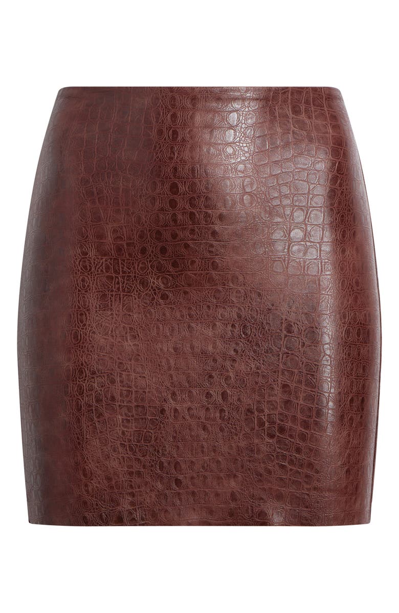 Commando Croc Embossed Faux Leather Miniskirt, Alternate, color, Cr03-Brown Croc