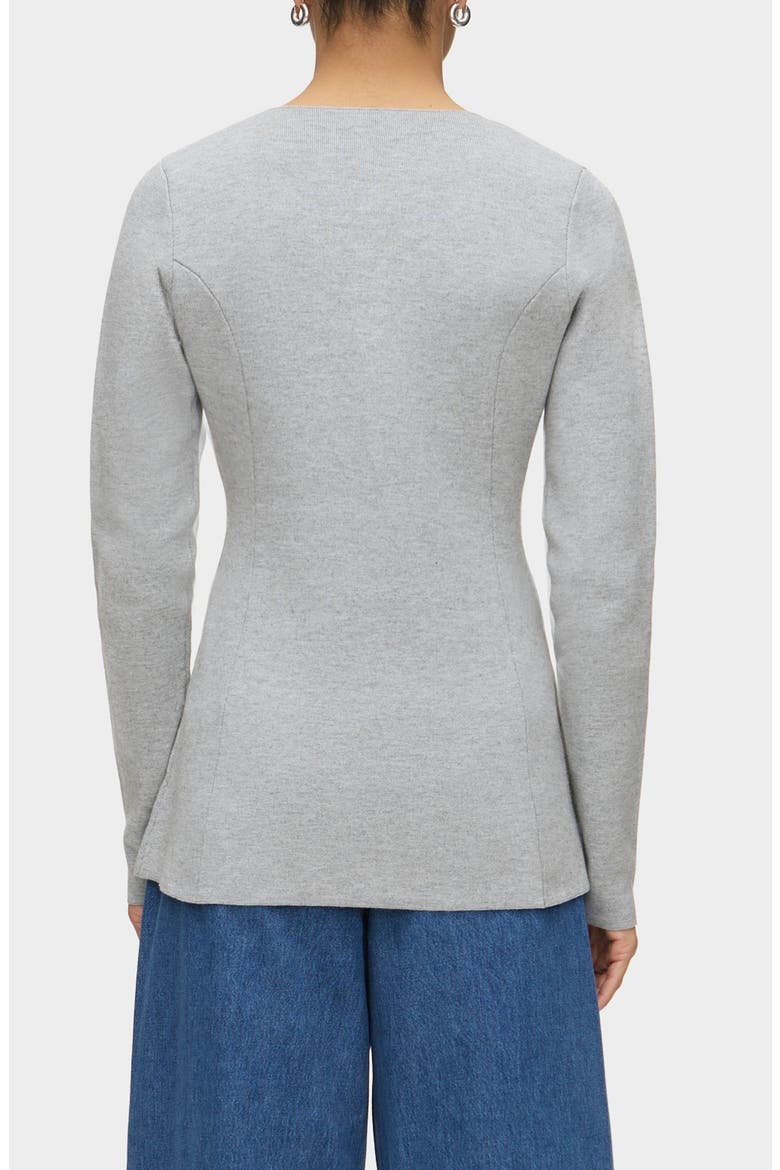 Daphne Split Hem Organic Cotton & Wool Blend Cardigan, Alternate, color, GREY