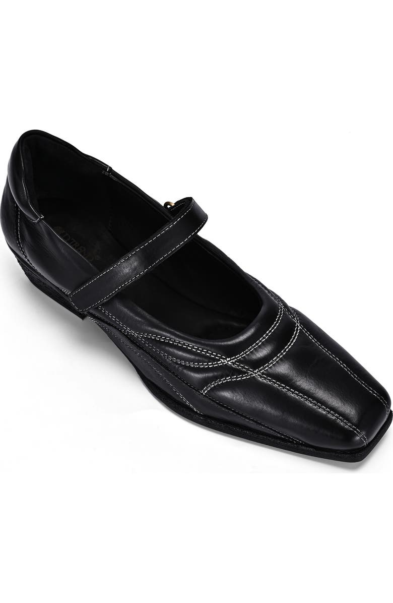 OLD TREND Folk Genuine Leather Artisanal Contrast Stitch Mary Jane Heel, Main, color, Black