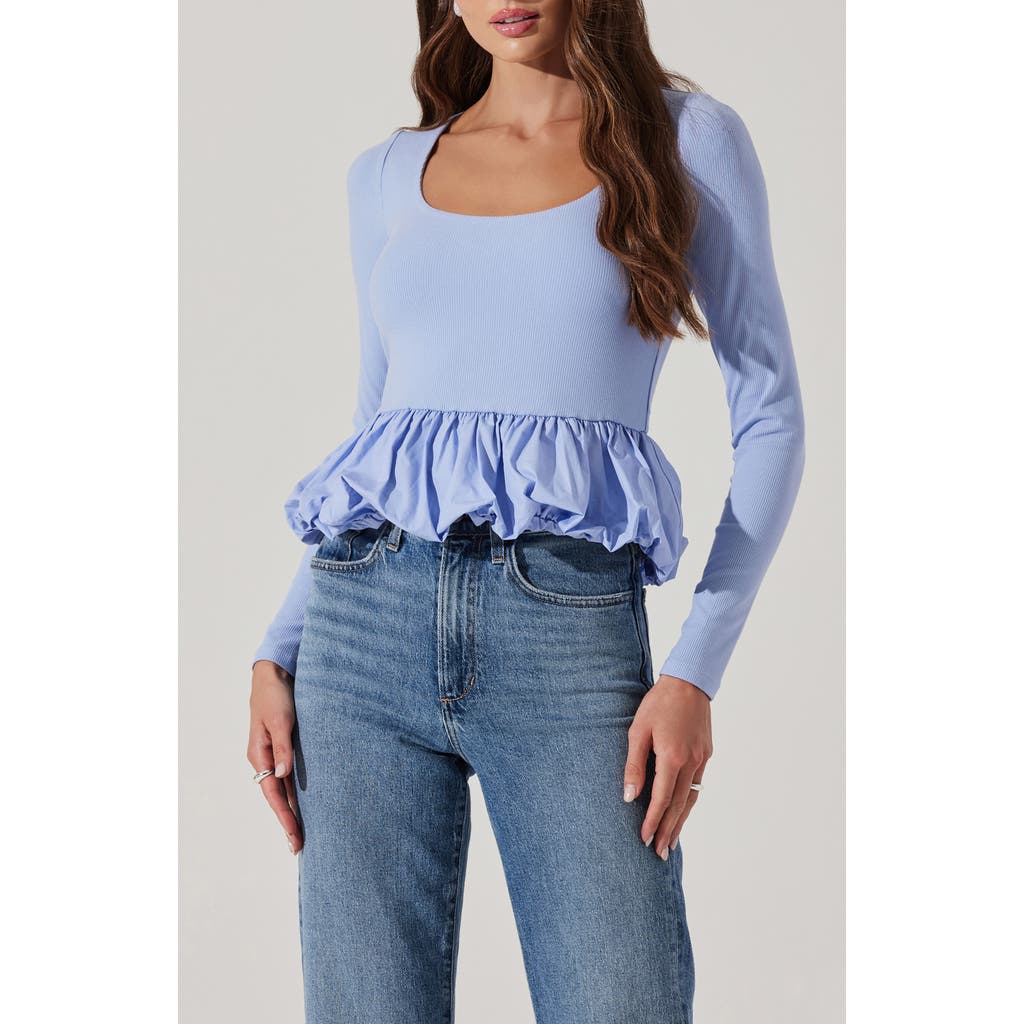 Astr The Label Bubble Peplum Top In Blue