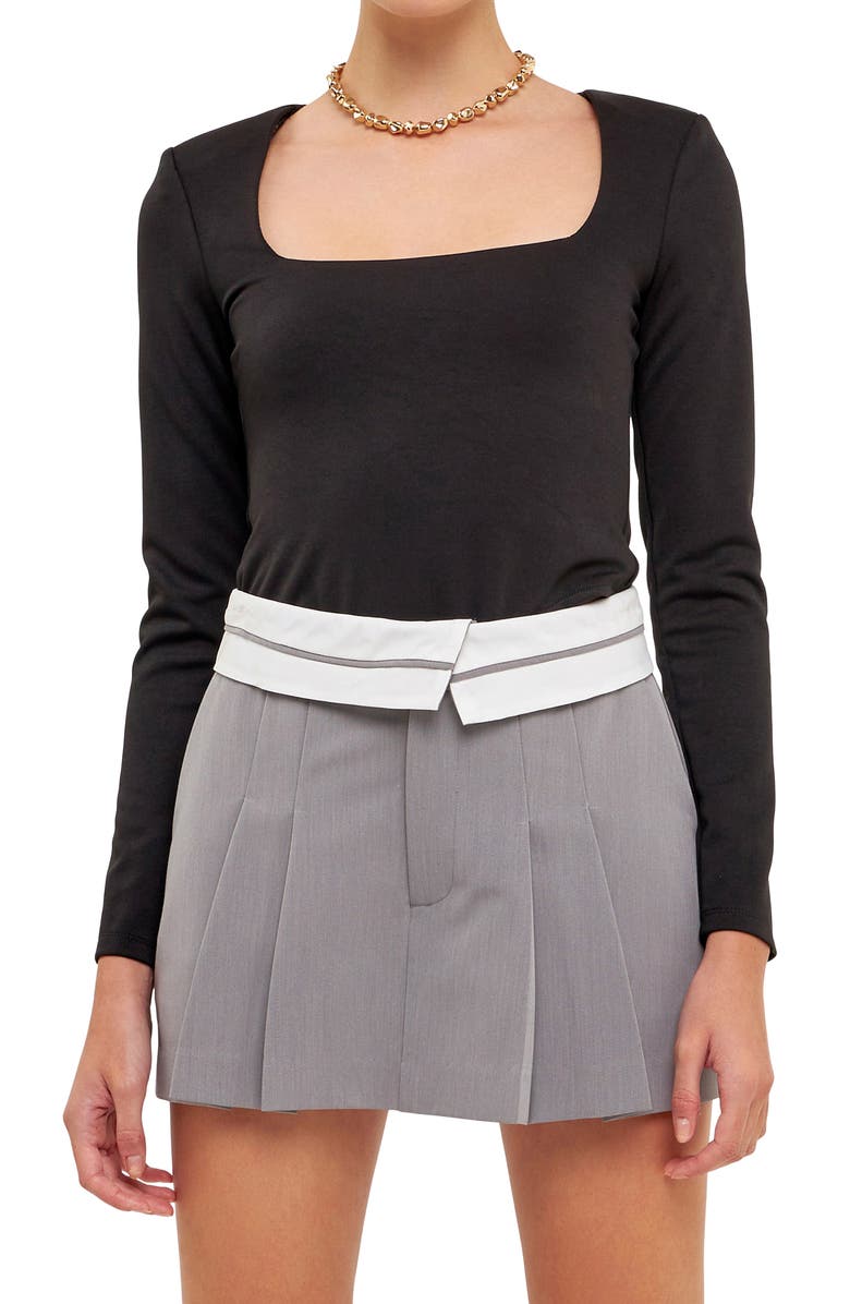 Grey Lab Square Neck Bodysuit, Alternate, color, Black