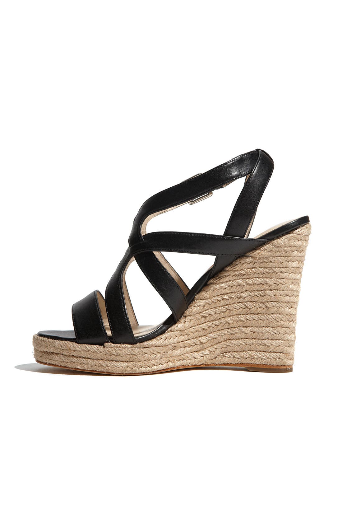 'Wilshire' Sandal, Alternate, color, BLACK VACHETTA