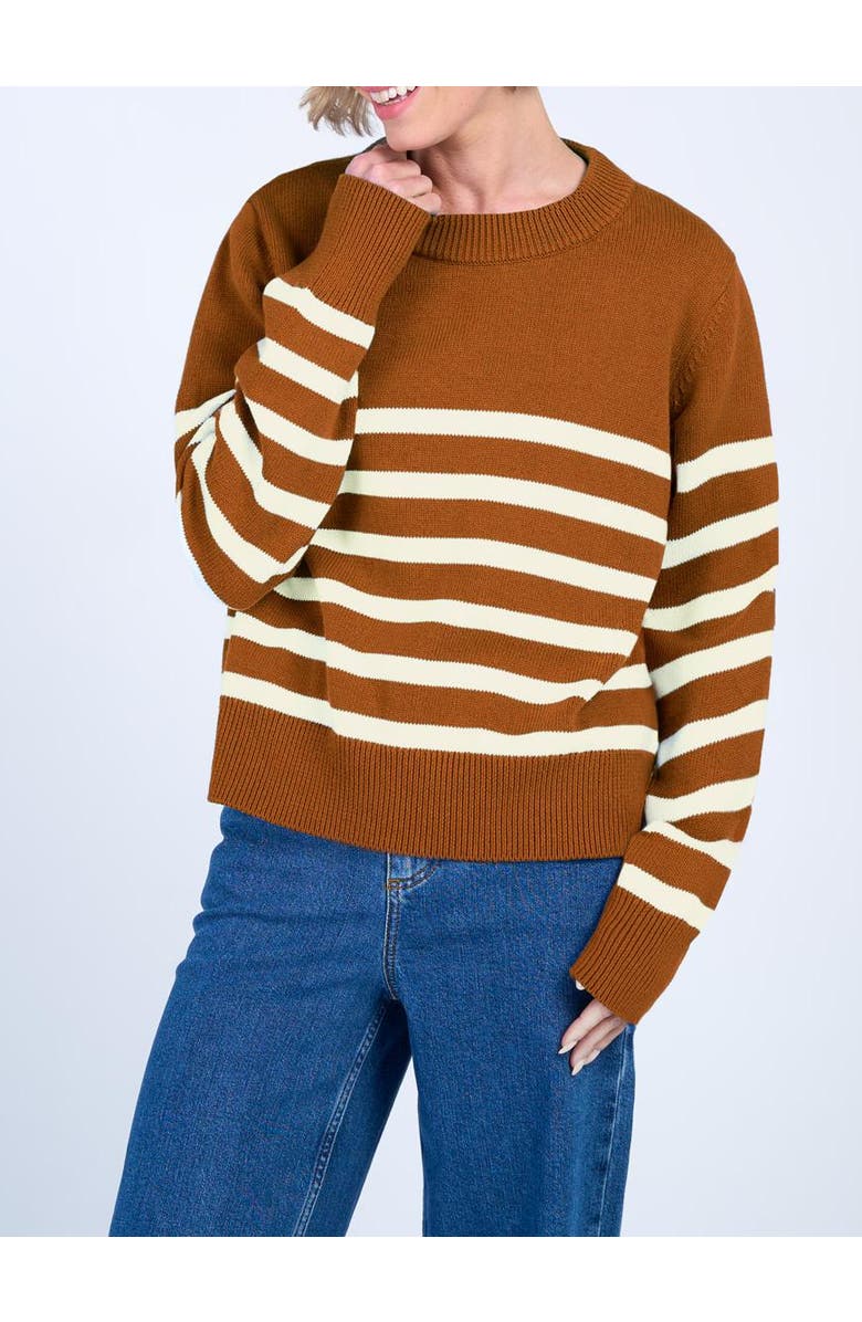 Kettlewell Long Sleeve Boxy Stripe Crew Sweater, Alternate, color, Ginger & Soft White