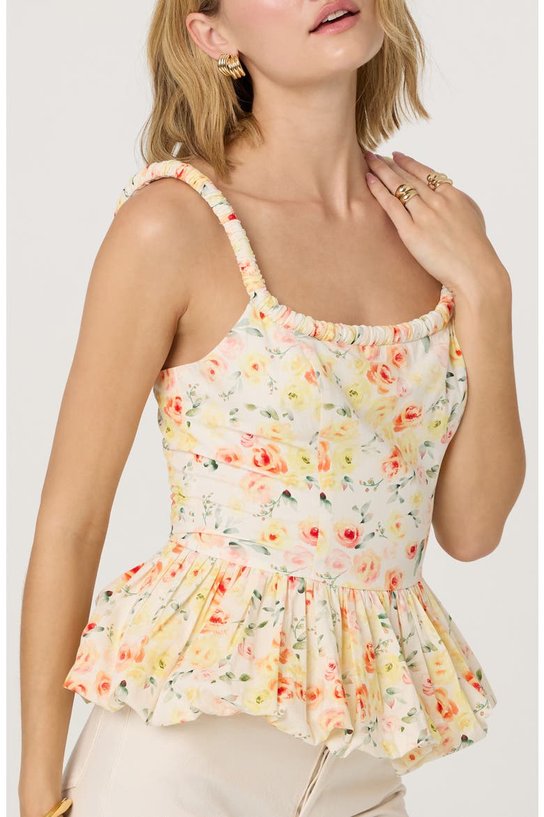 Bubble Peplum Cotton Camisole, Alternate, color, OFF WHITE