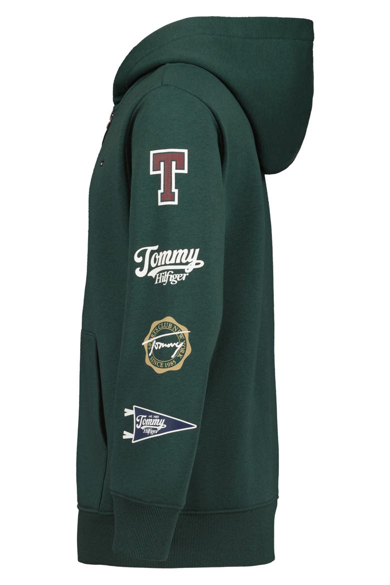 Kids' Collegiate Stack Zip Hoodie, Alternate, color, JUNE BUG