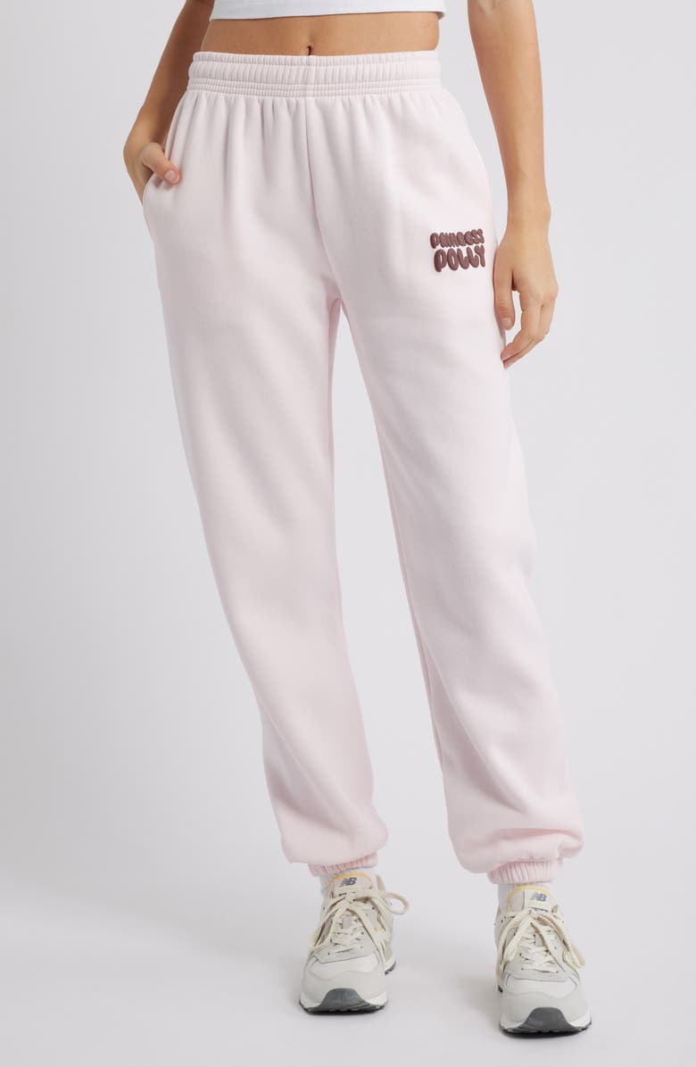 Princess Polly Puffy Logo Sweatpants, Main, color, Pink