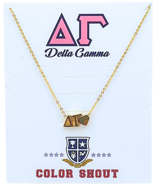 Color Shout Delta Gamma Sorority Gold Heart Necklace In Gold