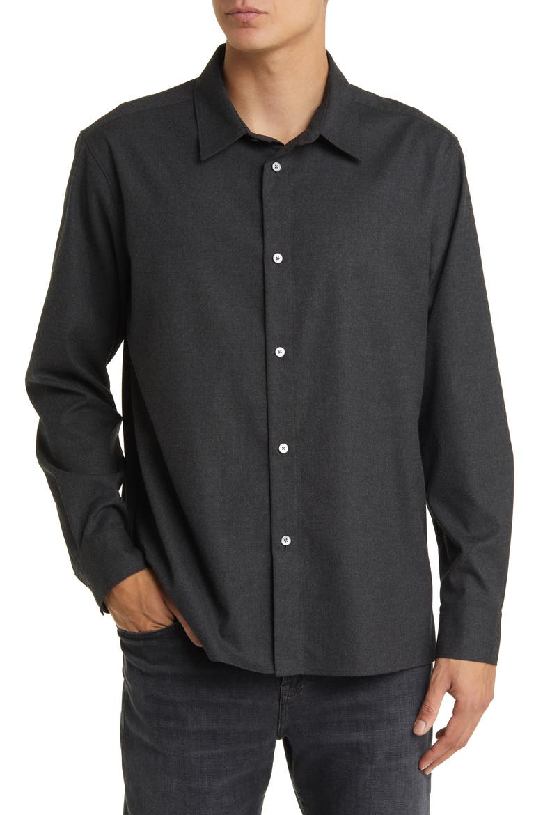 Brushed Flannel Button-Up Shirt, Main, color, CHARCOAL