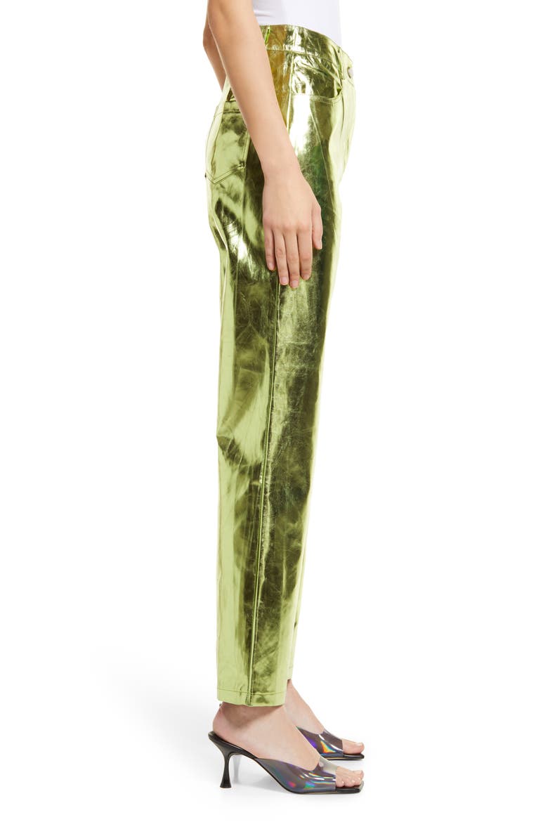 Shiny Straight Leg Pants, Alternate, color, LIME