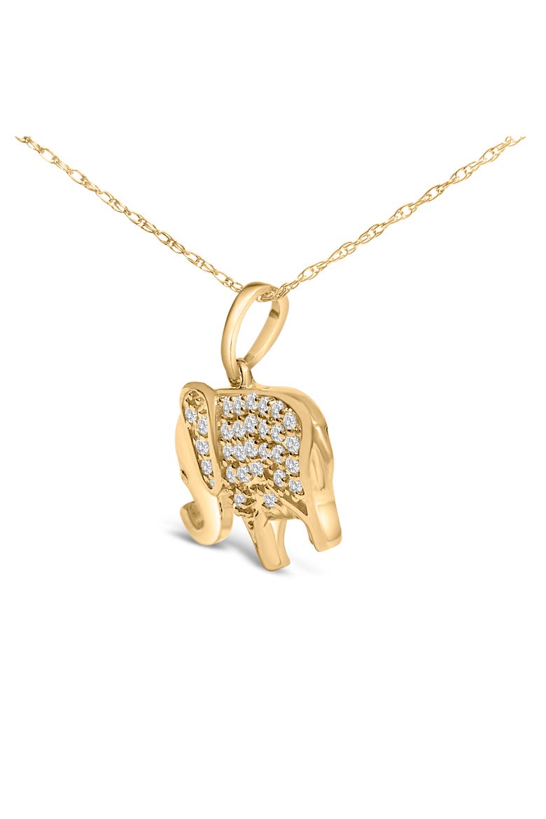 10K Yellow Gold 1/5 Cttw Diamond Elephant Pendant Necklace, Alternate, color, Yellow Gold