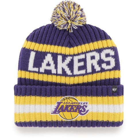 Men's '47  Purple Los Angeles Lakers Bering Cuffed Knit Hat with Pom