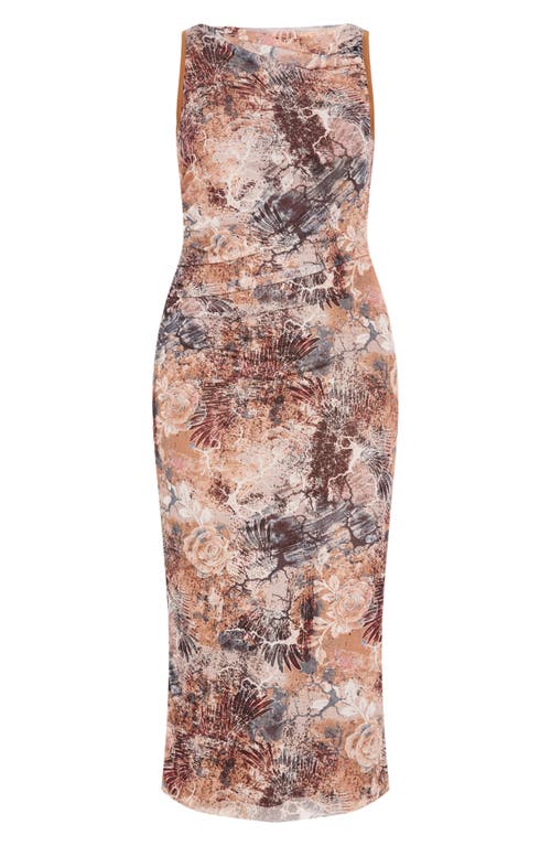 City Chic Western Print Mesh Maxi Dress In Gray