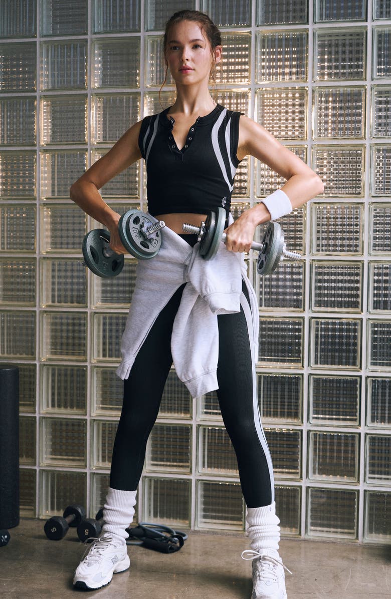 Free People FP Movement Free Kick Crop Henley Muscle Tank, Alternate, color, 