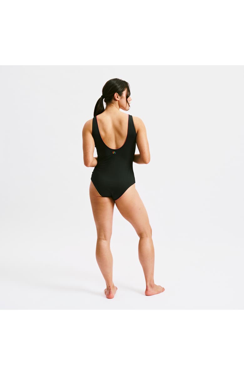 TomboyX Reversible Swim One-Piece, Alternate, color, Melting Rainbow/Black