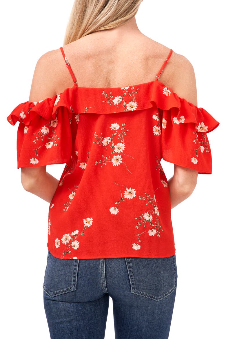 Romantic Daisies Cold Shoulder Blouse, Alternate, color, CSRONAMTICDAS