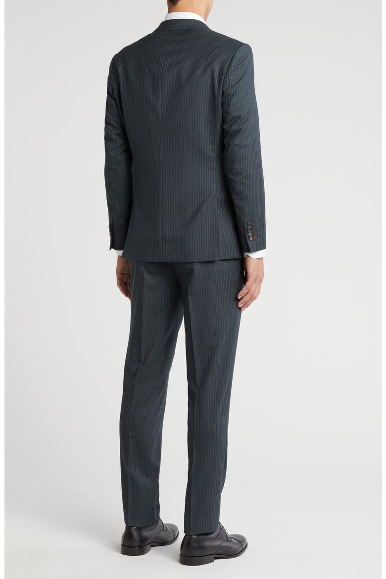 Stripe Trim Fit Peak Lapel Wool Blend Two-Piece Suit, Alternate, color, BLACK OLIVE