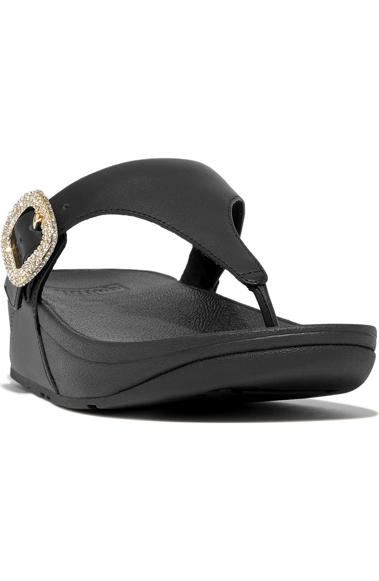 FitFlop Lulu Crystal Buckle Platform Flip Flop, Main, color, Black