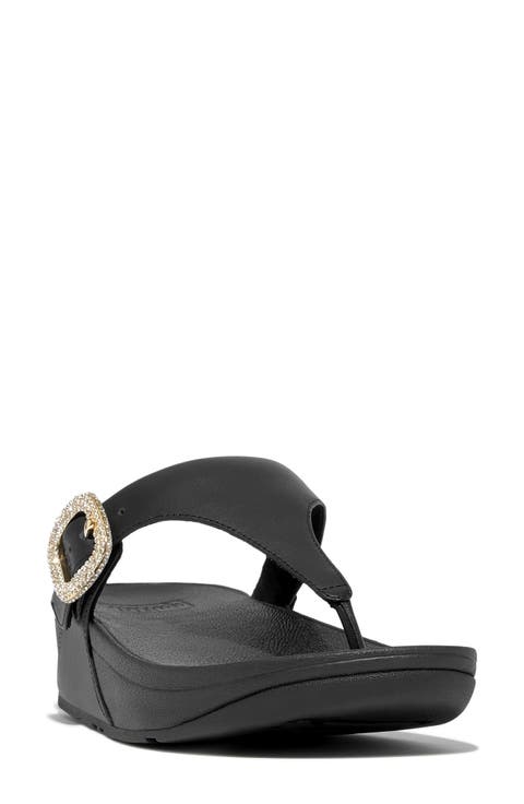 Lulu Crystal Buckle Platform Flip Flop (Women)