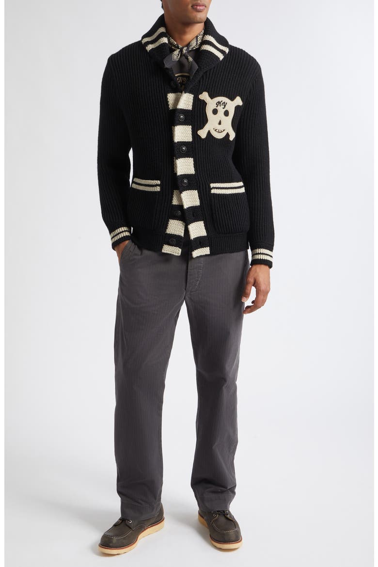 Wool Cardigan, Alternate, color, BLACK/ CREAM