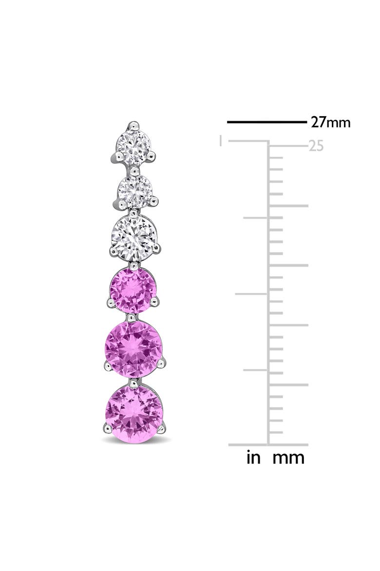 Lab Created Pink Sapphire Linear Drop Earrings, Alternate, color, PINK