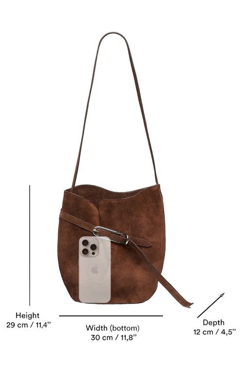 Little Liffner Belted Bucket Bag Dark Brown Suede