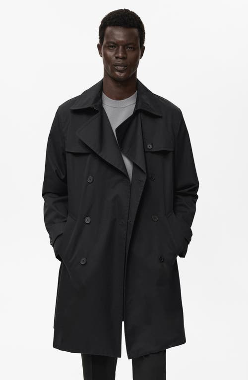 Mango Water Repellent Trench Coat In Black