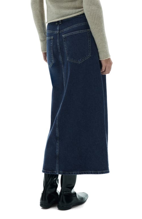 Mango Denim Midi Skirt In Dark Blue
