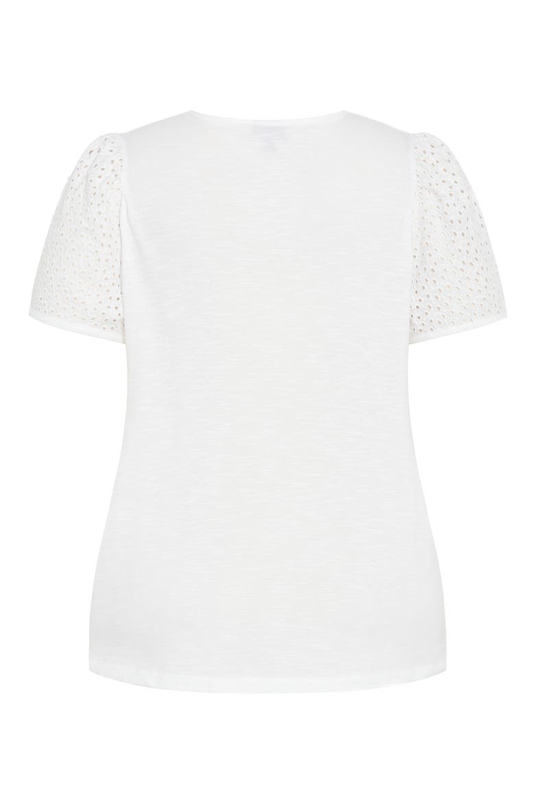 Linny Eyelet Puff Sleeve Cotton Top, Alternate, color, WHITE
