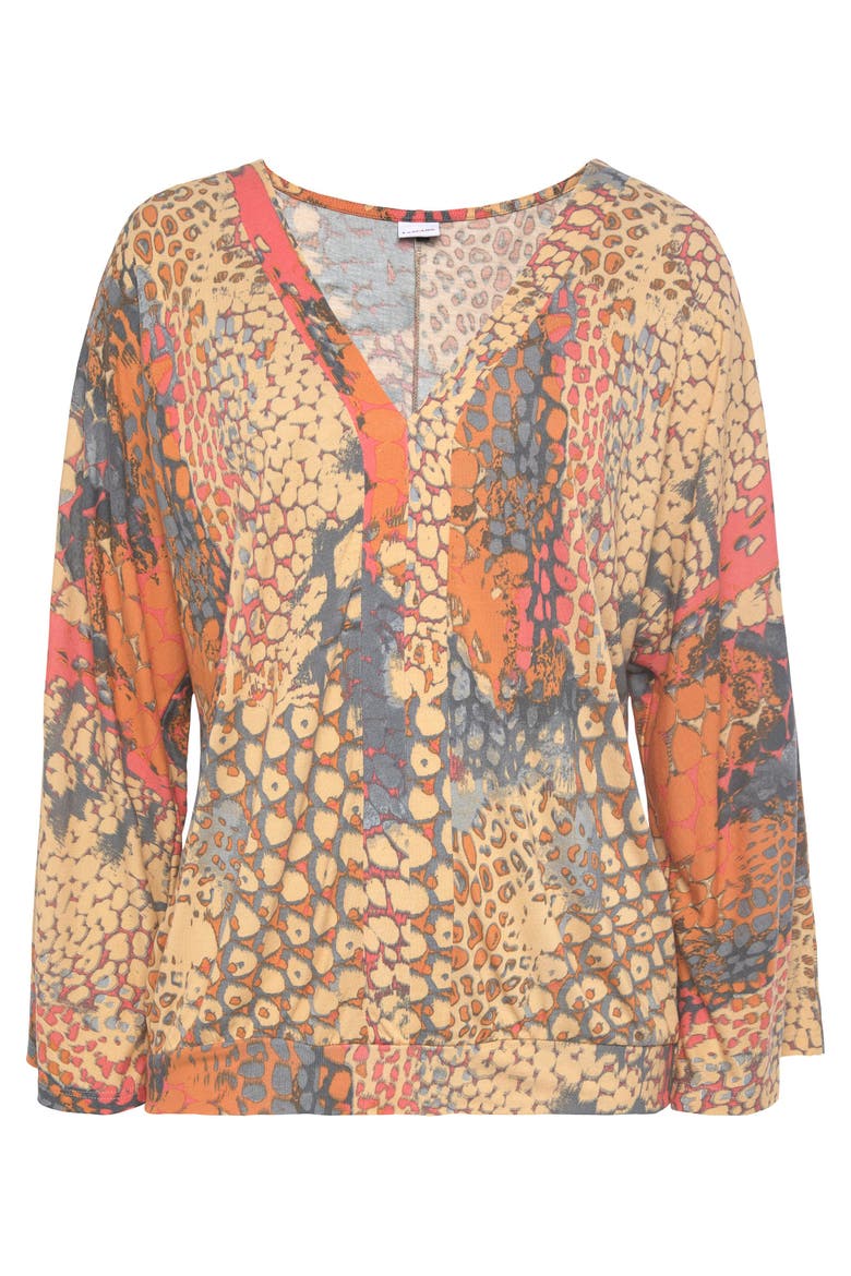 Printed Long Sleeve Top, Alternate, color, Orange Multi