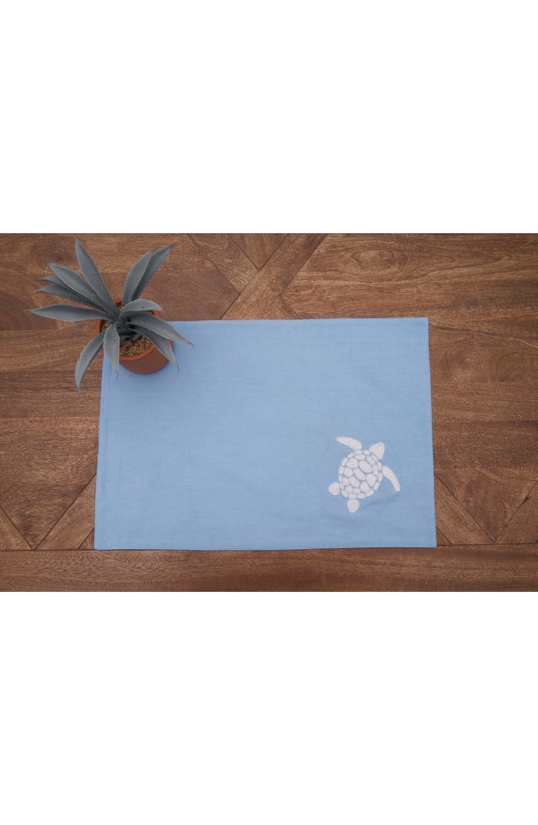 C&F Home Blue Turtle Chilling 100% Cotton Set of 6 Placemats 14" x 20", Alternate, color, White