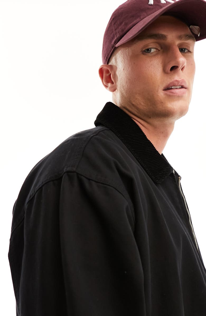 ASOS DESIGN Corduroy Collar Twill Harrington Jacket, Alternate, color, 