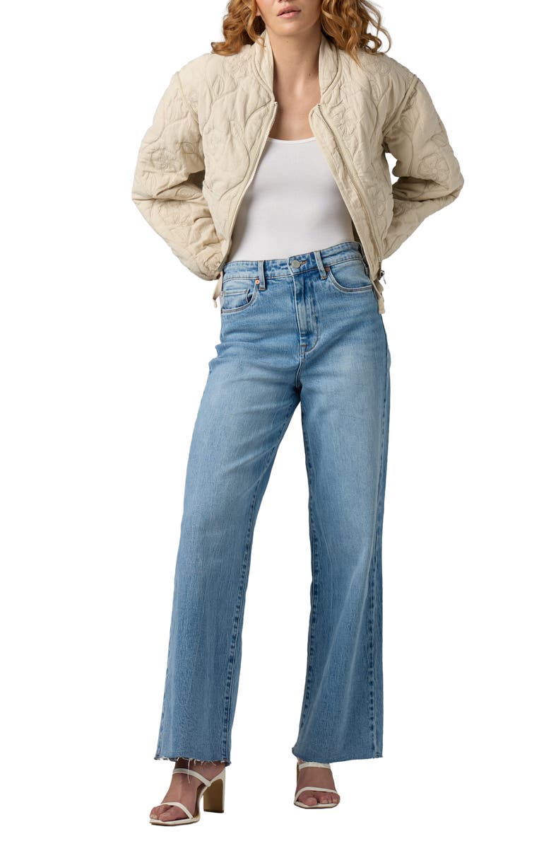 BLANKNYC Floral Quilted Bomber Jacket, Alternate, color, Vanilla Ice