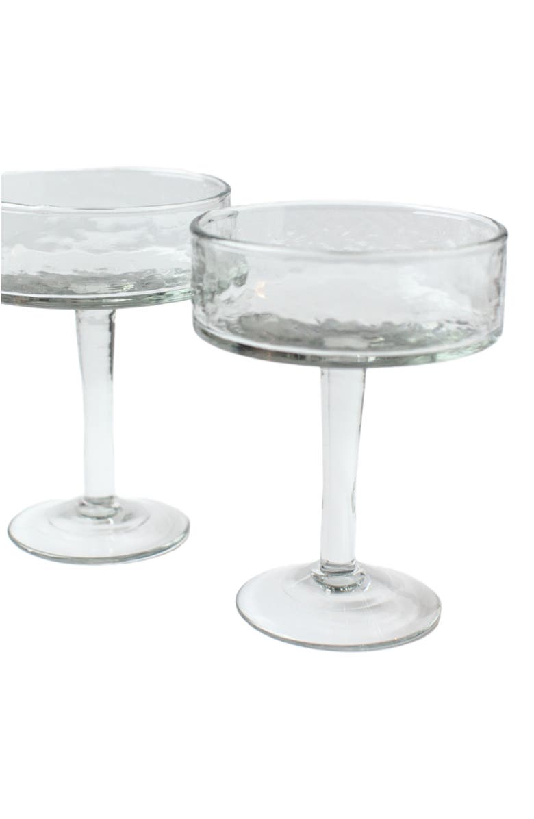 Creative Women Handblown Hammered Coupe Cocktail Glasses - Set of 4, Alternate, color, Clear