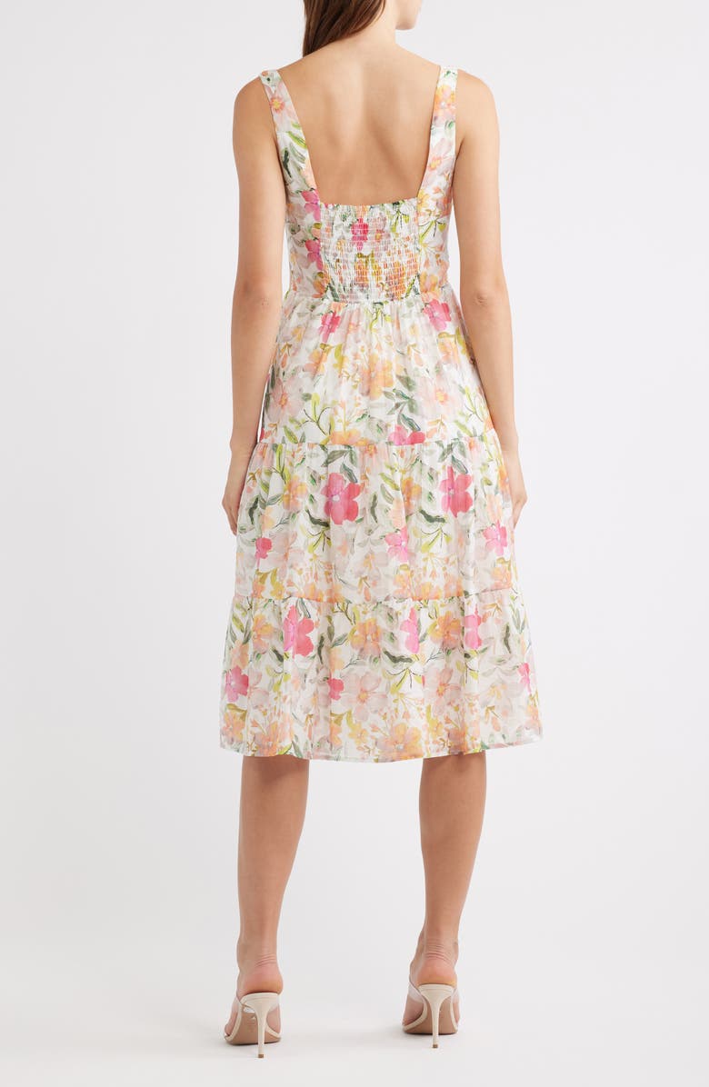 Lulus Kai Floral Print Sleeveless Midi Dress, Alternate, color, Ivory Multi