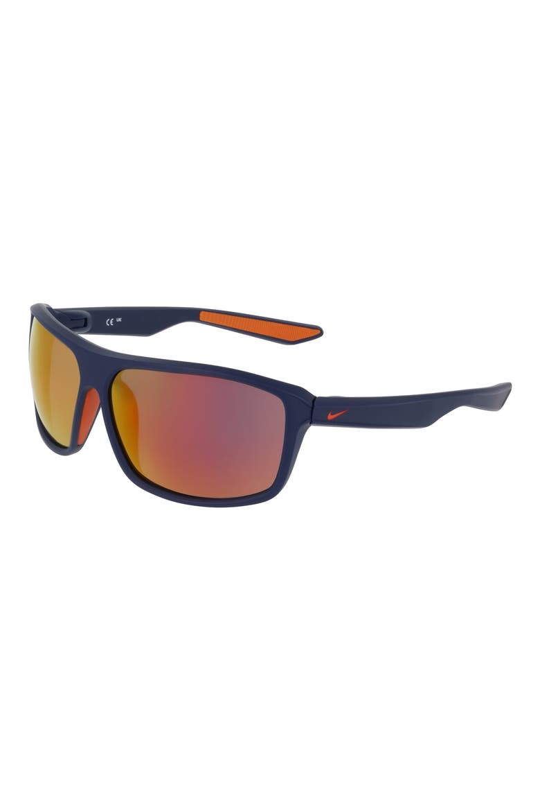Premier Stride 63mm Rectangular Sunglasses, Alternate, color, MATTE BLUE VOID / ORANGE MIR