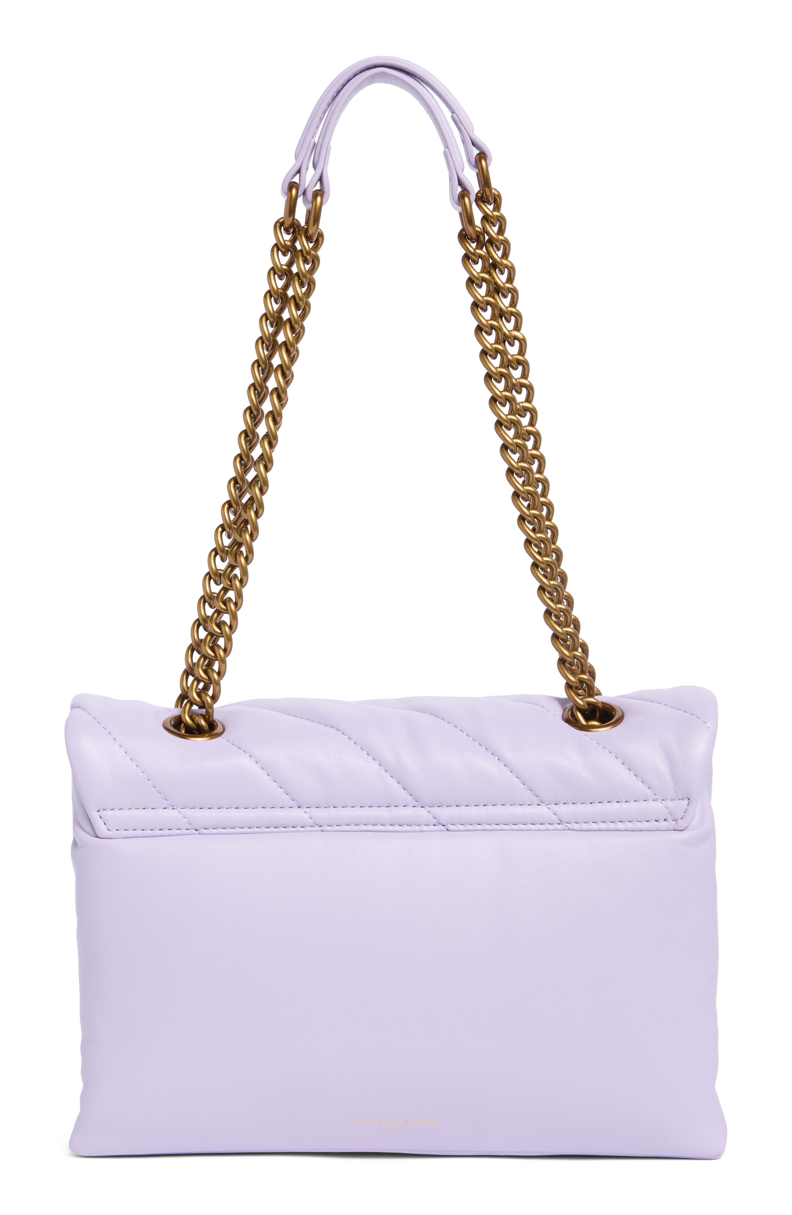 Kurt Geiger London Large Soho Quilted Leather Shoulder Bag, Alternate, color, Light/Pastel Purple