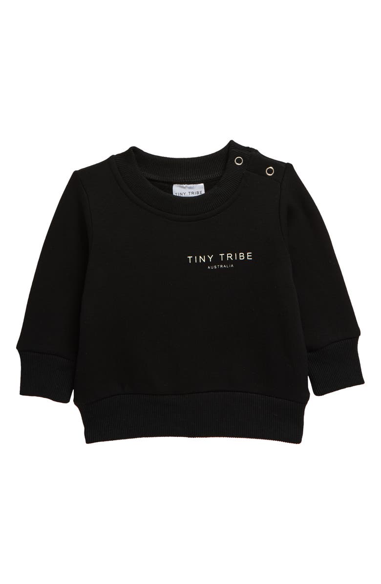 TINY TRIBE Core Signature Crewneck Sweatshirt, Main, color, Black
