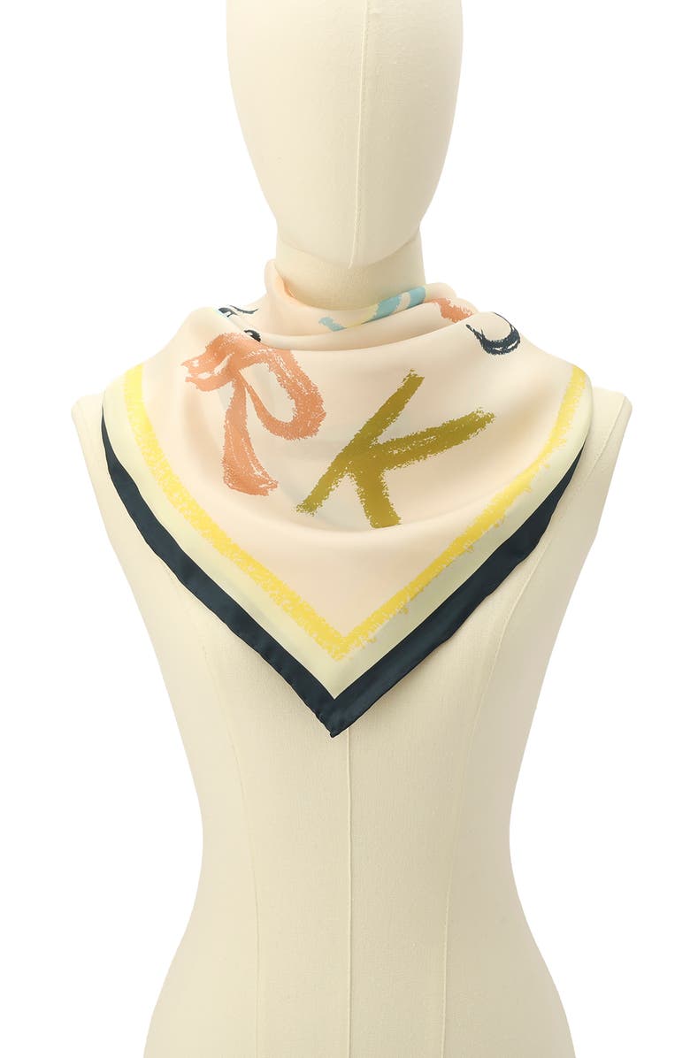 Kate Spade New York scribble silk square scarf, Alternate, color, Ivory