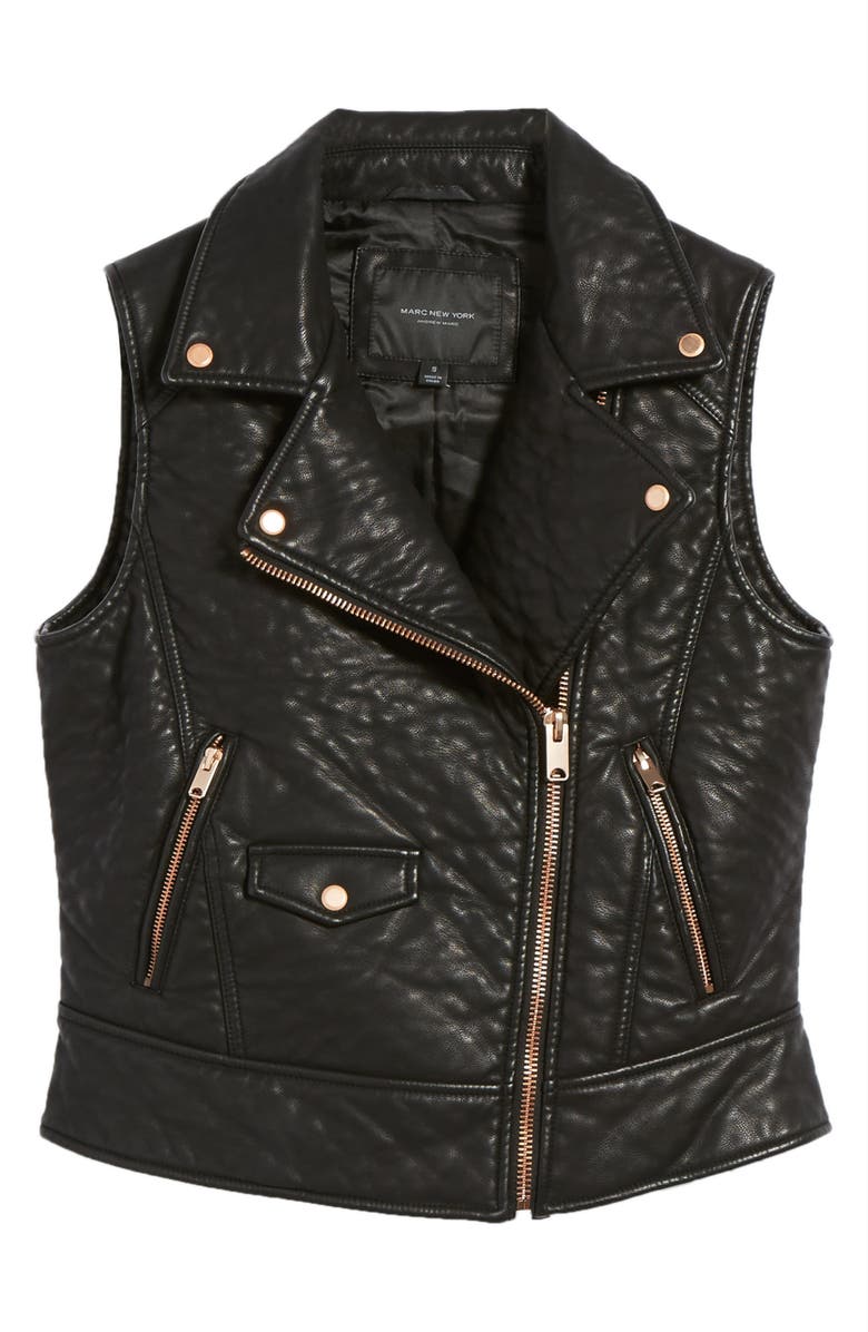 Marc New York Andrew Marc Billie Faux Leather Vest, Alternate, color,