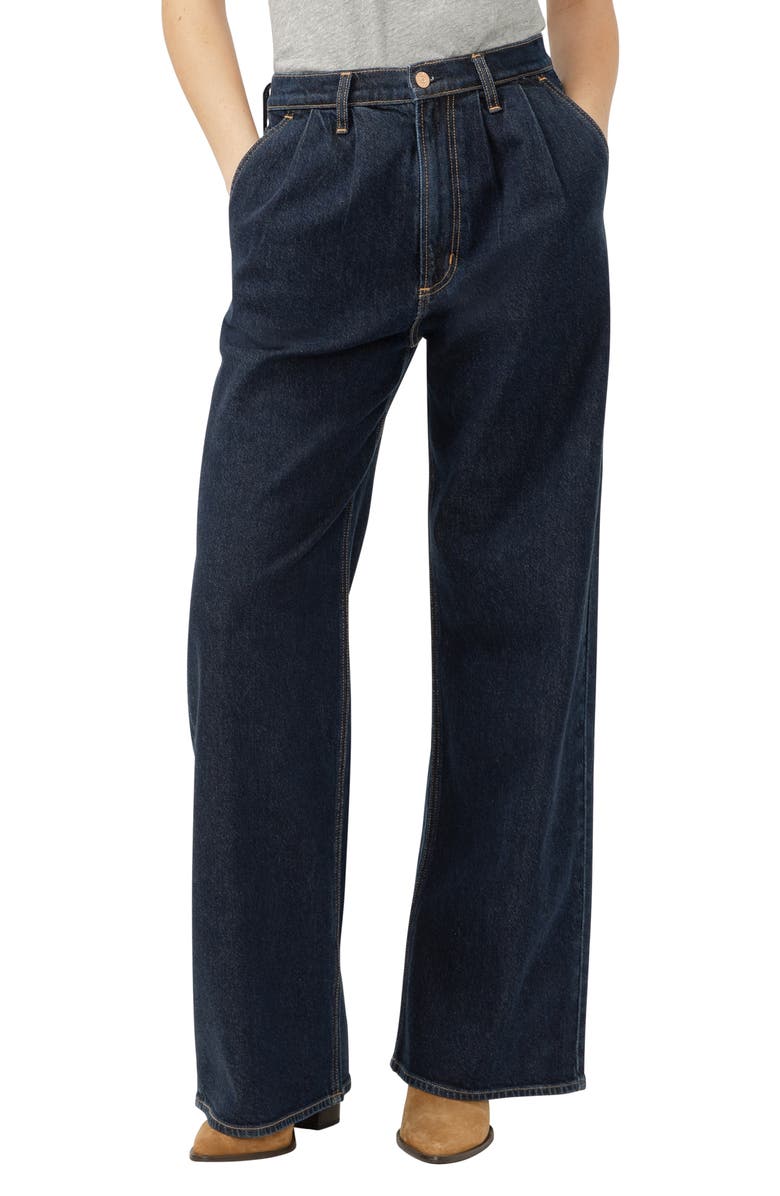 Silver Jeans Co. Pleated High Waist Wide Leg Trouser Jeans, Main, color, Amelia