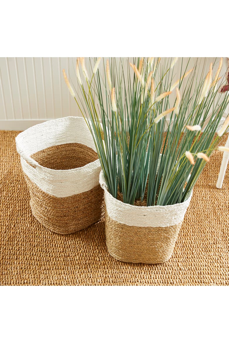 Madura Rectangular Baskets Set of 2, Alternate, color, White