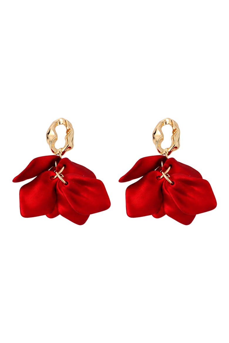 Petal Drop Earrings, Main, color, RED