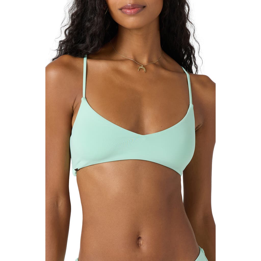 O'neill Saltwater Solids Huntington Lace-up Bikini Top In Green