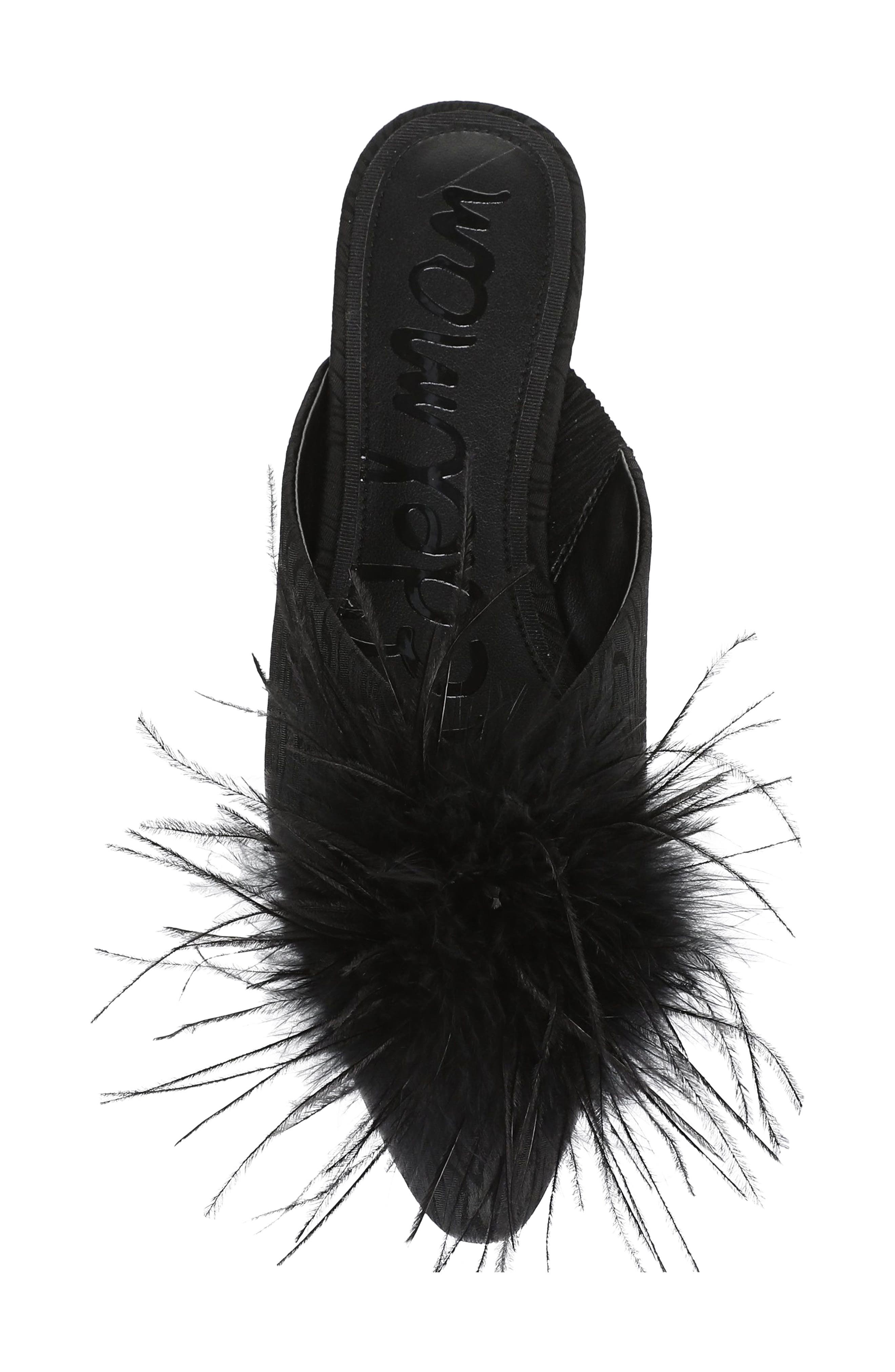 Khai Feather Mule, Alternate, color, BLACK