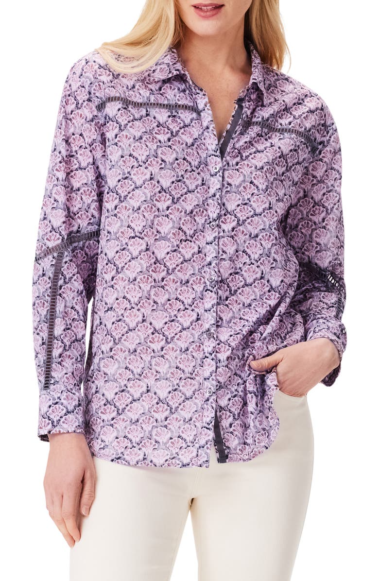 NIC+ZOE Falling Fans Cotton Button-Up Shirt, Main, color,